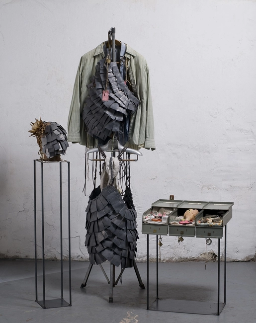 Ancora agitazioni nel sepolcro del Narcigno, 2007, installation of the sculptural remains from the performance, variable dimensions