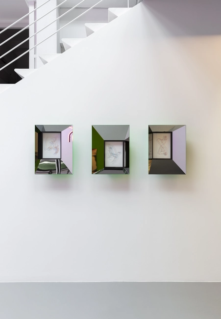 Like They Were Eternal, 2021, china on paper, steel, 56 x 43 x 13 cm (each)